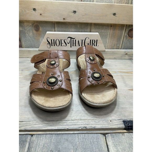 Nwob US7.5M Naturalizer N5 Comfort Flat Leather Gold Tan Sandals NEW Slip on - Picture 6 of 9